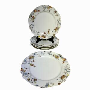 Antique 1910-1920 Haviland & Co. Limoges 'Amber Rose' Octagonal Plates-5 Pieces